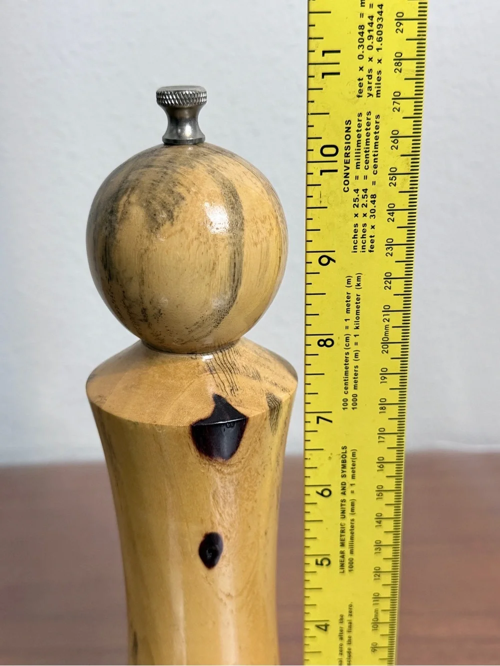 Hand-turned Handmade Spalted Tamarind Wood Pepper Mill 11”